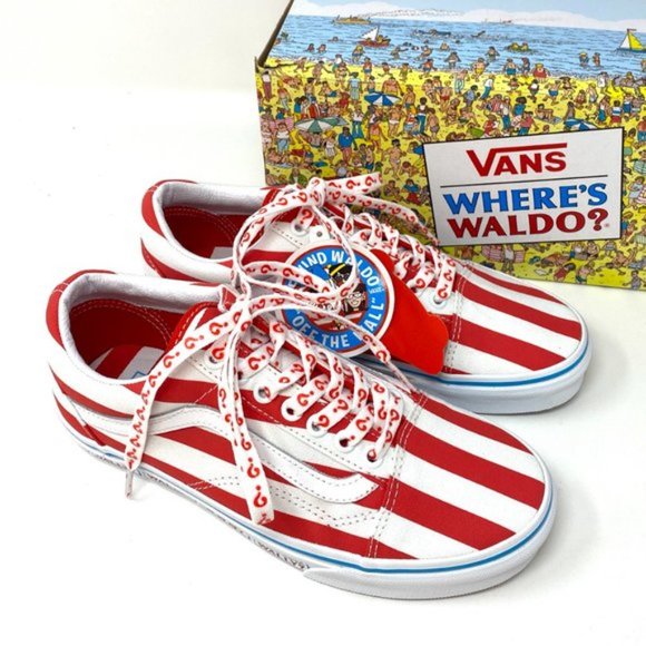 💖MEGA SALE💖VANS & Where's Waldo Old Skool Canvas Red White Men's VN0A3WKT3UV - Picture 3 of 10